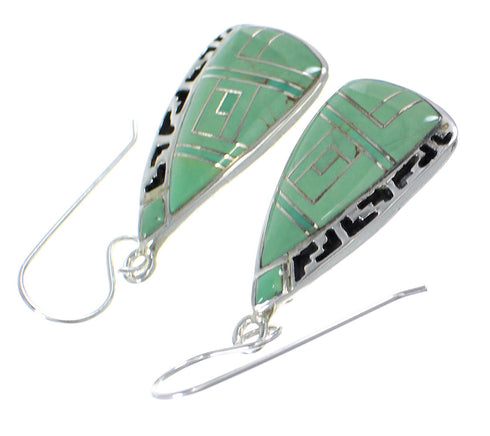 Southwest Turquoise Genuine Sterling Silver Hook Dangle Earrings YX79084